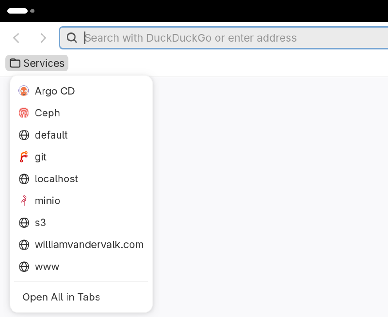 “Firefox bookmarks menu after removing domain from names”
