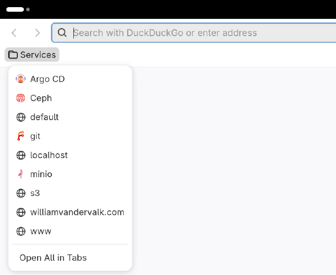 “Firefox bookmarks menu after removing domain from names”